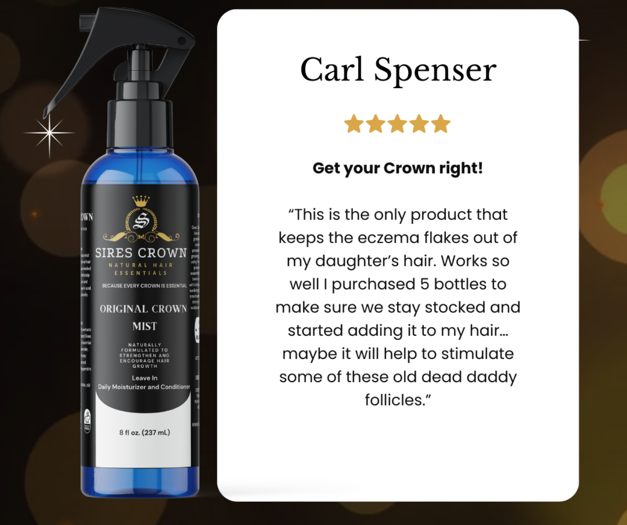 Original Crown Growth Mist - 8 oz - Hydrating Daily Leave In Conditioning Mist with Rosemary and Horsetail Grass