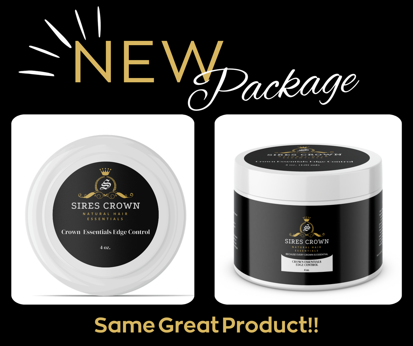 Crown Essentials Edge Control - 4 oz - Long Lasting Non Greasy Extra Firm Hold Edge Control