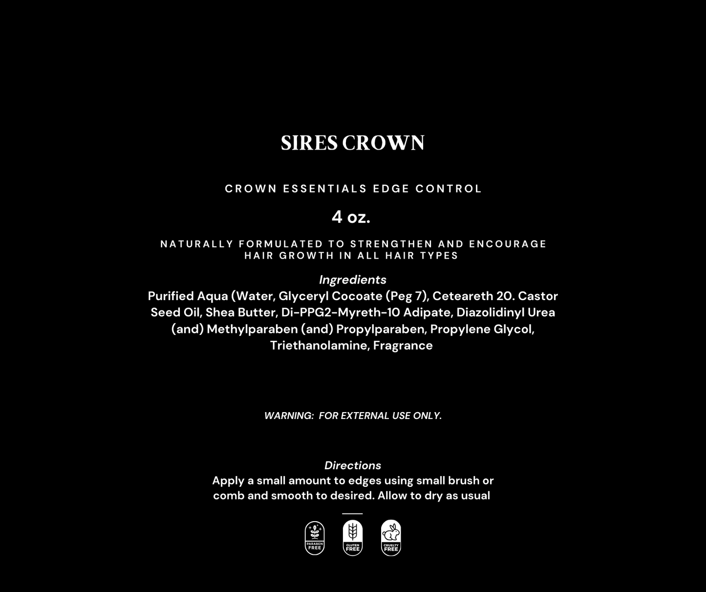 Crown Essentials Edge Control - 4 oz - Long Lasting Non Greasy Extra Firm Hold Edge Control