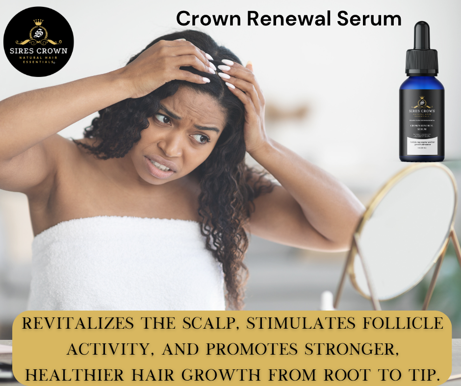Crown Renewal Serum - 2 oz bottle - Follicle rejuvenator and hair growth stimulator with Biotin, Rosemary, Tea Tree and Horsetail Grass