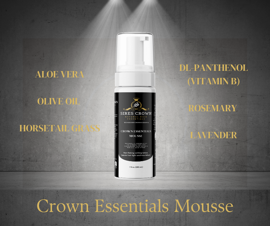 Crown Essentials Mousse - 7 oz - Volumizing Long Lasting Styling Foam with Vitamin B5 and Rosemary