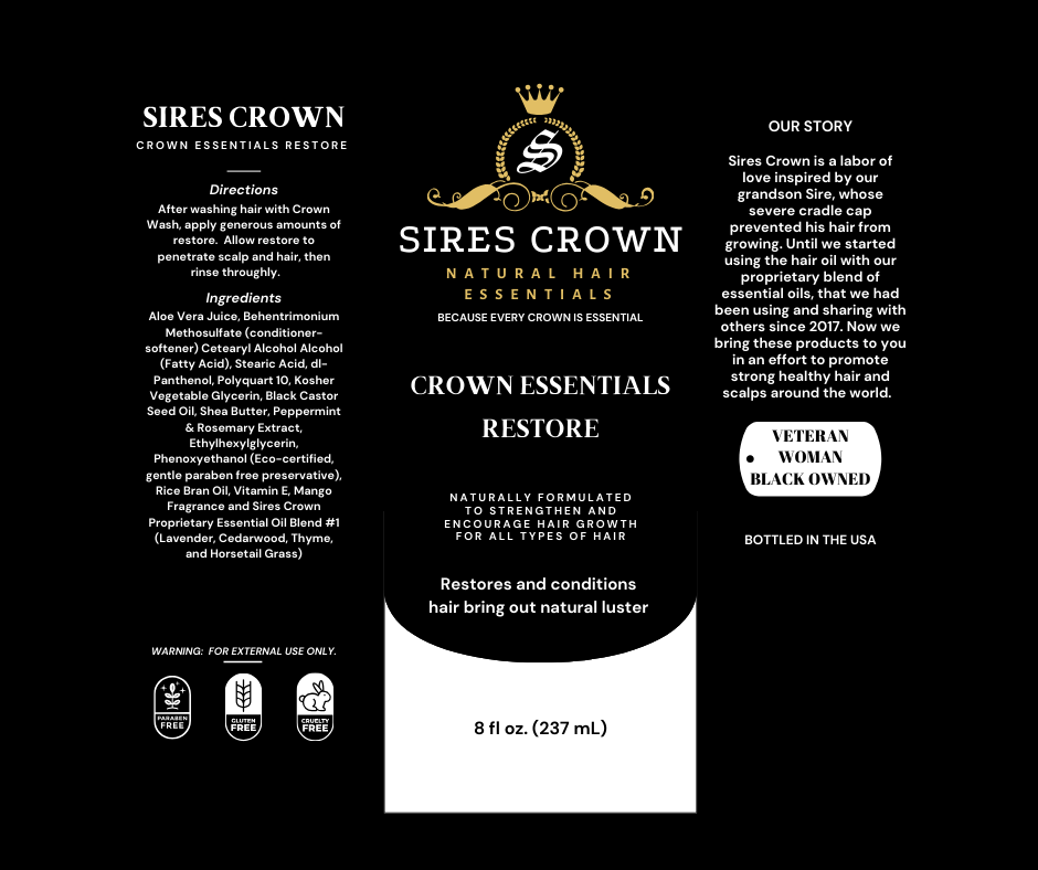 Crown Essentials Restore - 8 oz - Deep Penetrating Conditioner with Aloe, Shea Butter and Vitamin E