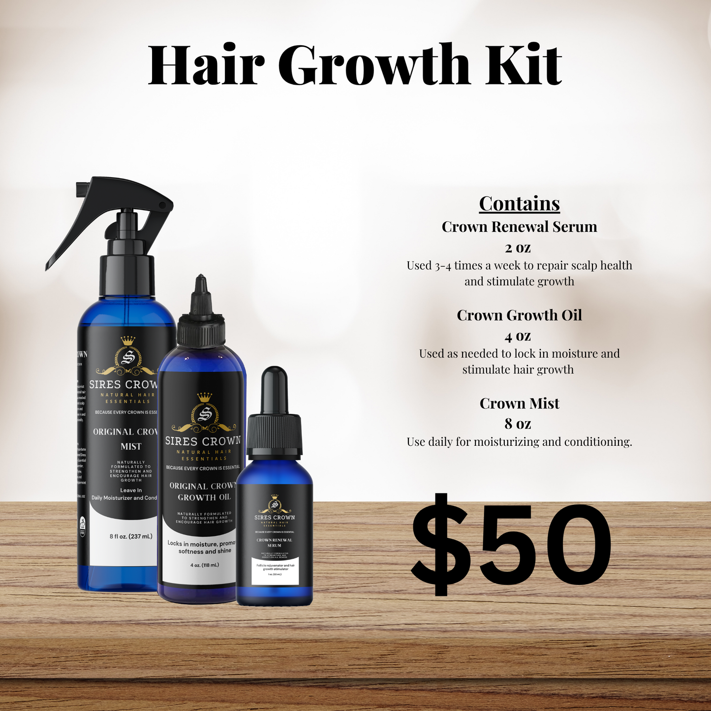 Original Crown Growth Oil – Organic Black Castor, Jojoba, Grapeseed, Rosemary, Lavender – Vegan, Paraben-Free, Easy Tip Applicator, Promotes Growth & Follicle Rejuvenation, 4 oz