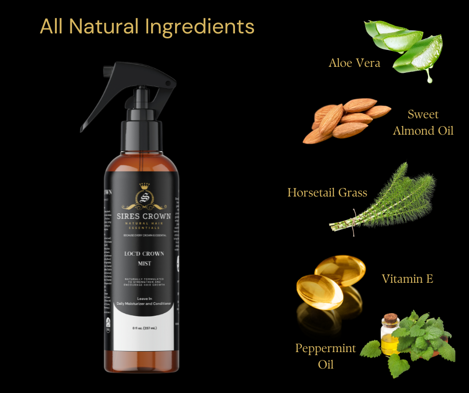 Loc'd Crown Mist - 8 oz - Hydrating Daily Mist with Horsetail Grass and Rosemary Oil