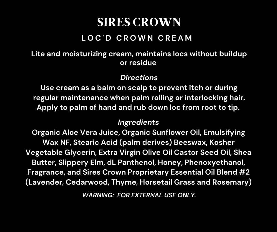 Loc'd Crown Cream - 8 oz - Nourishing Hairstyling Cream with Rosemary and Horsetail Grass