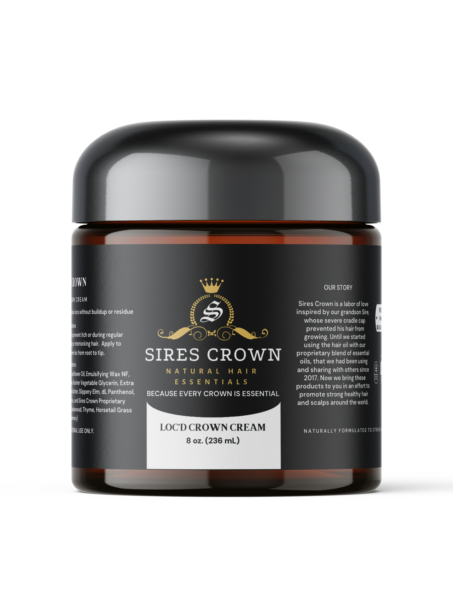 Loc'd Crown Cream - 8 oz - Nourishing Hairstyling Cream with Rosemary and Horsetail Grass