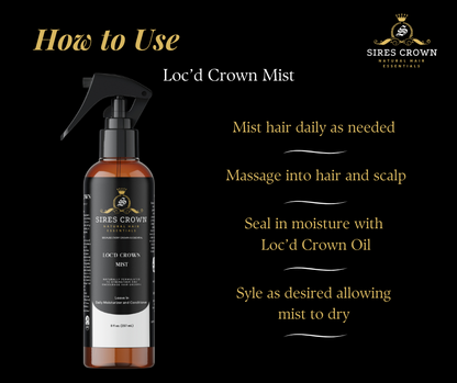 Loc'd Crown Mist - 8 oz - Hydrating Daily Mist with Horsetail Grass and Rosemary Oil