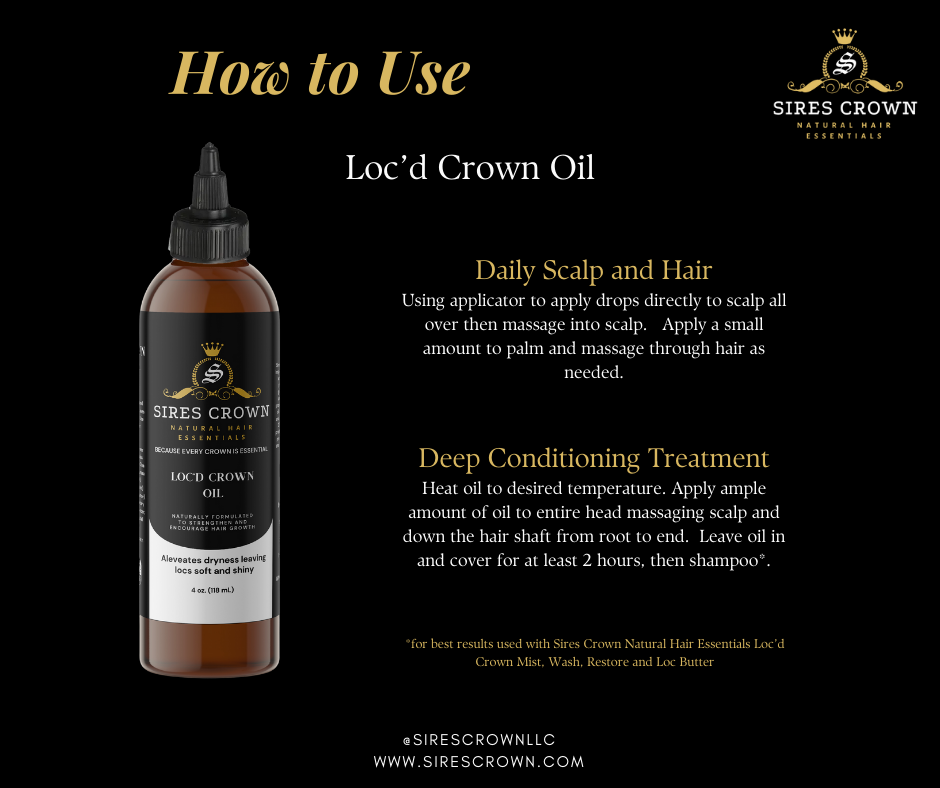 Loc'd Crown Oil - 4 oz - Nourishing Growth Oil with Batana, Rosemary and Horsetail Grass Oils