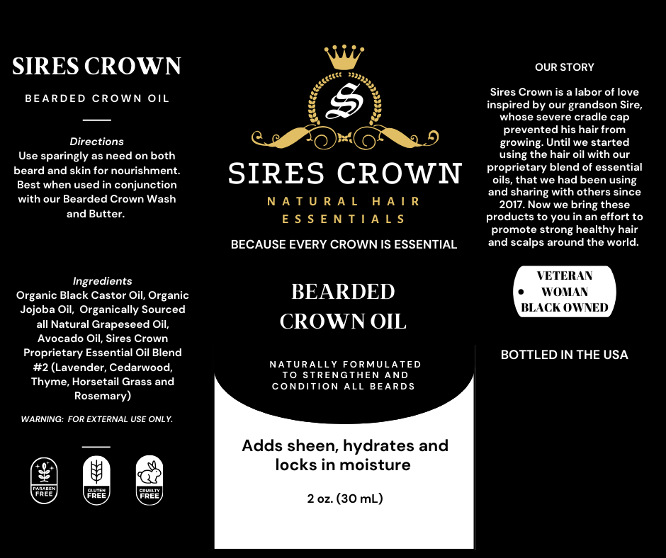 Bearded Crown Oil - 2 oz - Nourishing, Growth Promoting Beard Oil with Avocado, Jojoba, Rosemary, and Horsetail Grass