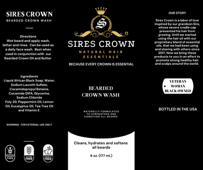 Bearded Crown Wash - 6 oz - Refreshing Hydrating Beard Cleanser with Tea Tree and Eucalyptus Oil