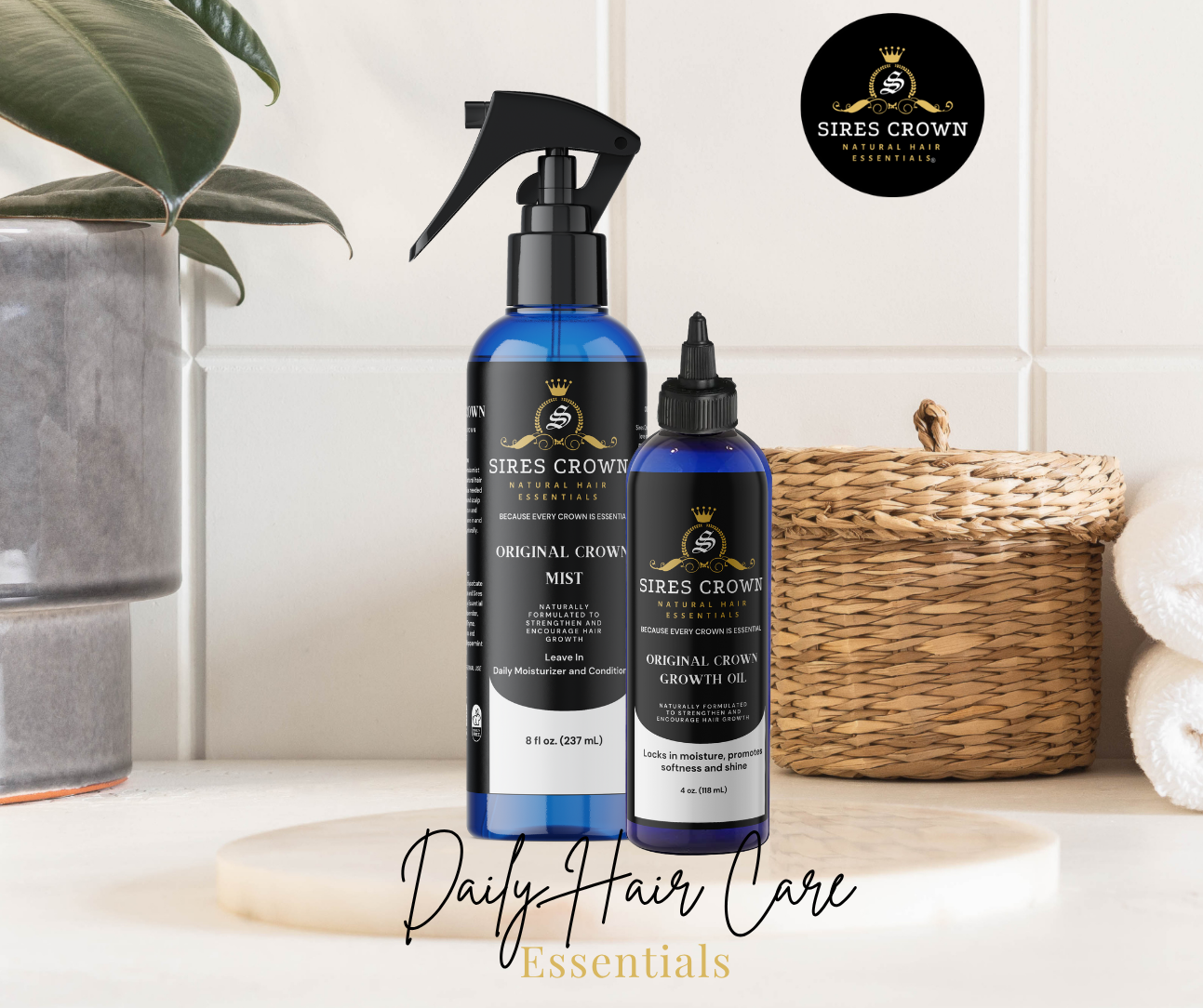 Original Crown Growth Mist - 8 oz - Hydrating Daily Leave In Conditioning Mist with Rosemary and Horsetail Grass