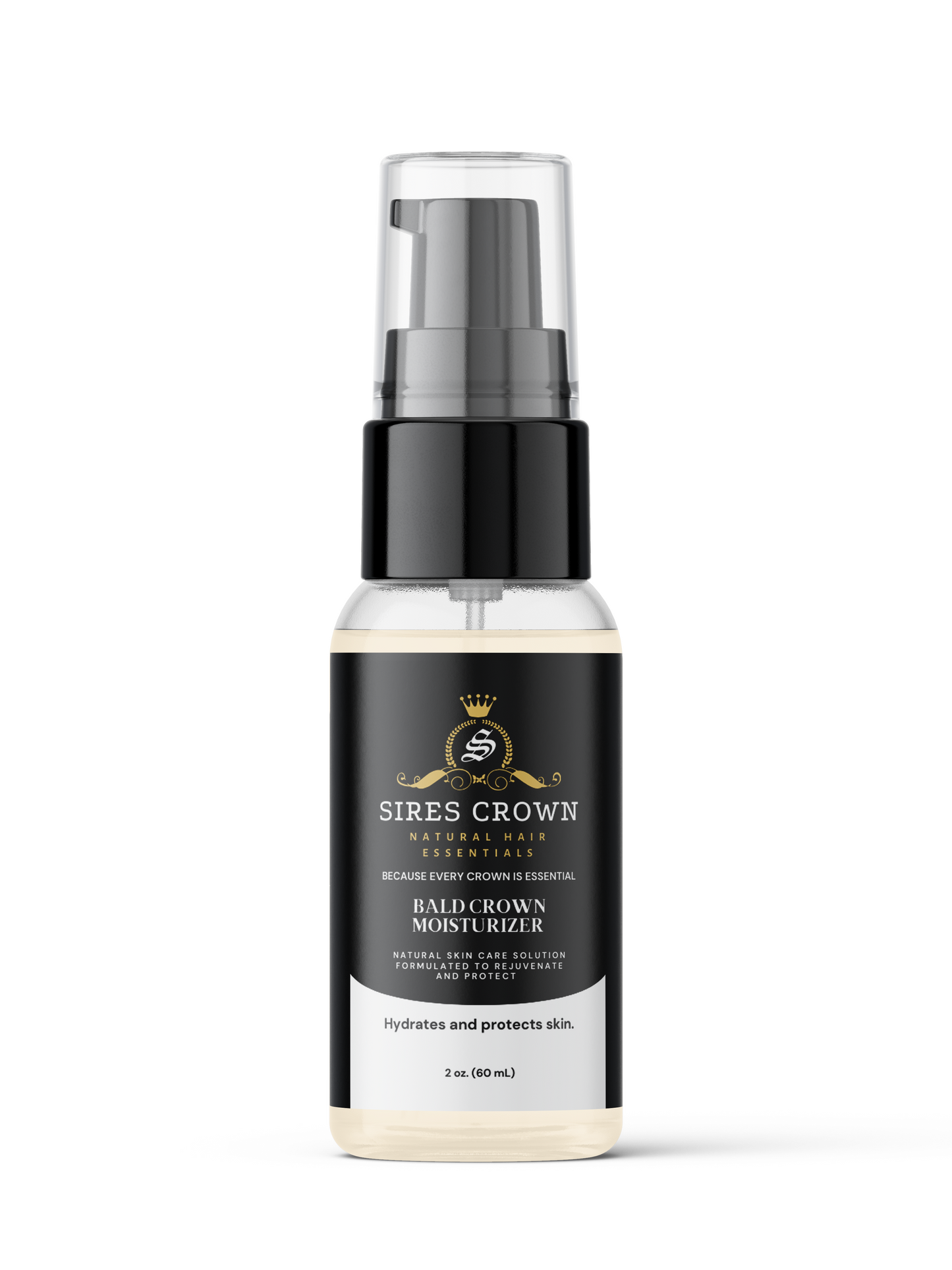 Bald Crown Moisturizer- 2 oz Bottle - Hydrating Black Rice Moisturizer with Hyaluronic Acid and Vitamin E