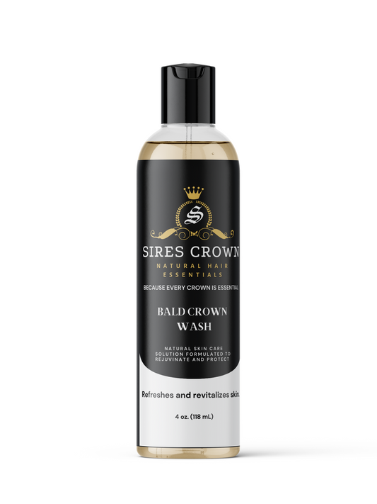 Bald Crown Wash - 4 oz bottle - Natural Moisturizing Scalp Cleanser with Black Rice and Aloe Vera
