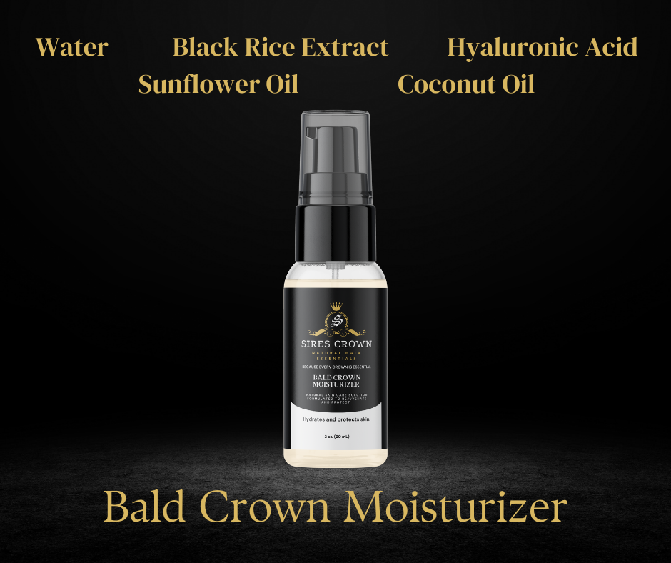 Bald Crown Moisturizer- 2 oz Bottle - Hydrating Black Rice Moisturizer with Hyaluronic Acid and Vitamin E