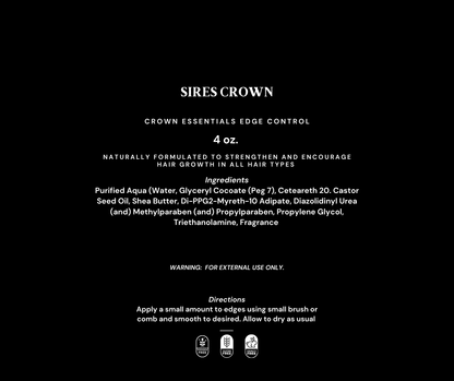Crown Essentials Edge Control - 4 oz - Long Lasting Non Greasy Extra Firm Hold Edge Control