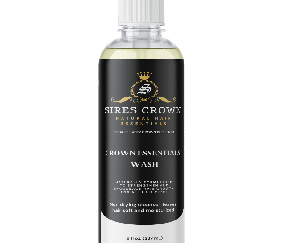 Crown Essentials Wash - 8 oz - Deep Cleansing Shampoo with Aloe, Black Castor Seed Oil and Horsetail Grass