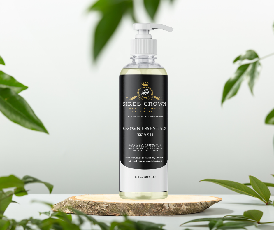 Crown Essentials Wash - 8 oz - Deep Cleansing Shampoo with Aloe, Black Castor Seed Oil and Horsetail Grass