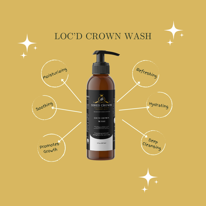 Loc'd Crown Wash - 8 oz - Deep Cleansing Shampoo with Aloe and Castor Oil