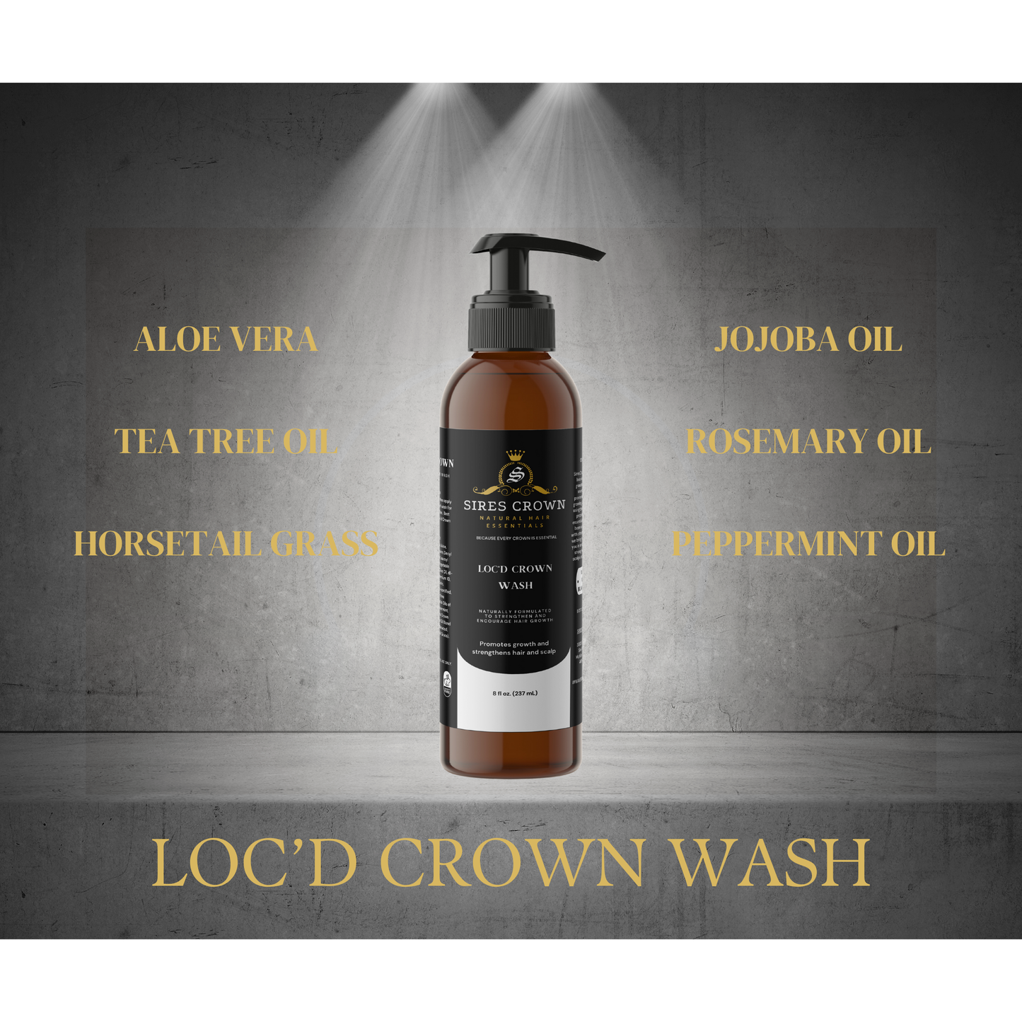 Loc'd Crown Wash - 8 oz - Deep Cleansing Shampoo with Aloe and Castor Oil