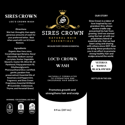 Loc'd Crown Wash - 8 oz - Deep Cleansing Shampoo with Aloe and Castor Oil