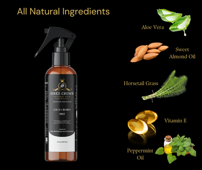 Loc'd Crown Mist - 8 oz - Hydrating Daily Mist with Horsetail Grass and Rosemary Oil