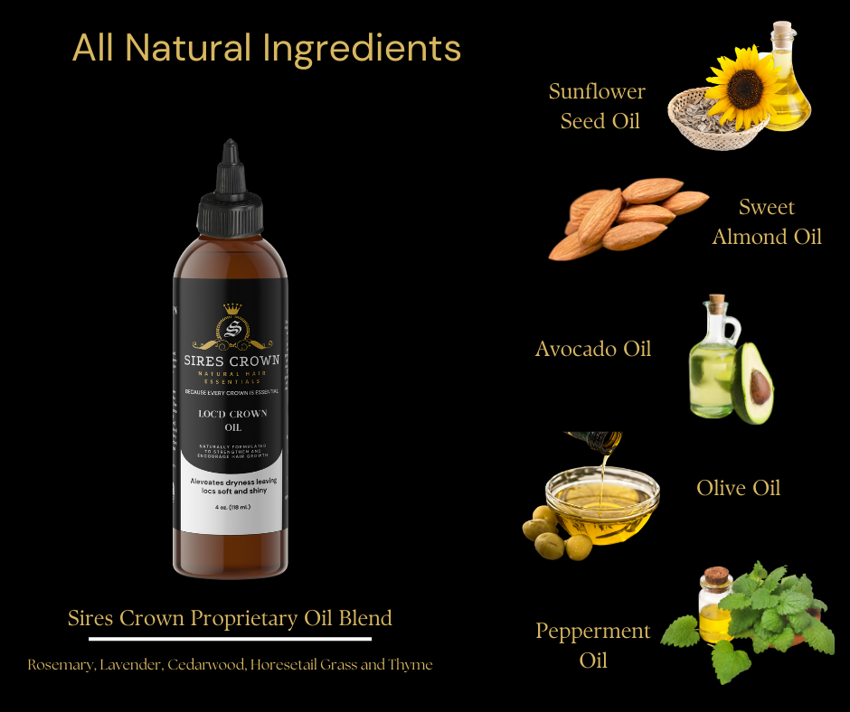 Loc'd Crown Oil - 4 oz - Nourishing Growth Oil with Batana, Rosemary and Horsetail Grass Oils