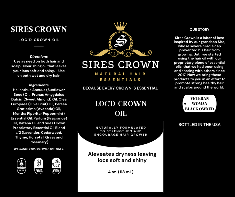 Loc'd Crown Oil - 4 oz - Nourishing Growth Oil with Batana, Rosemary and Horsetail Grass Oils