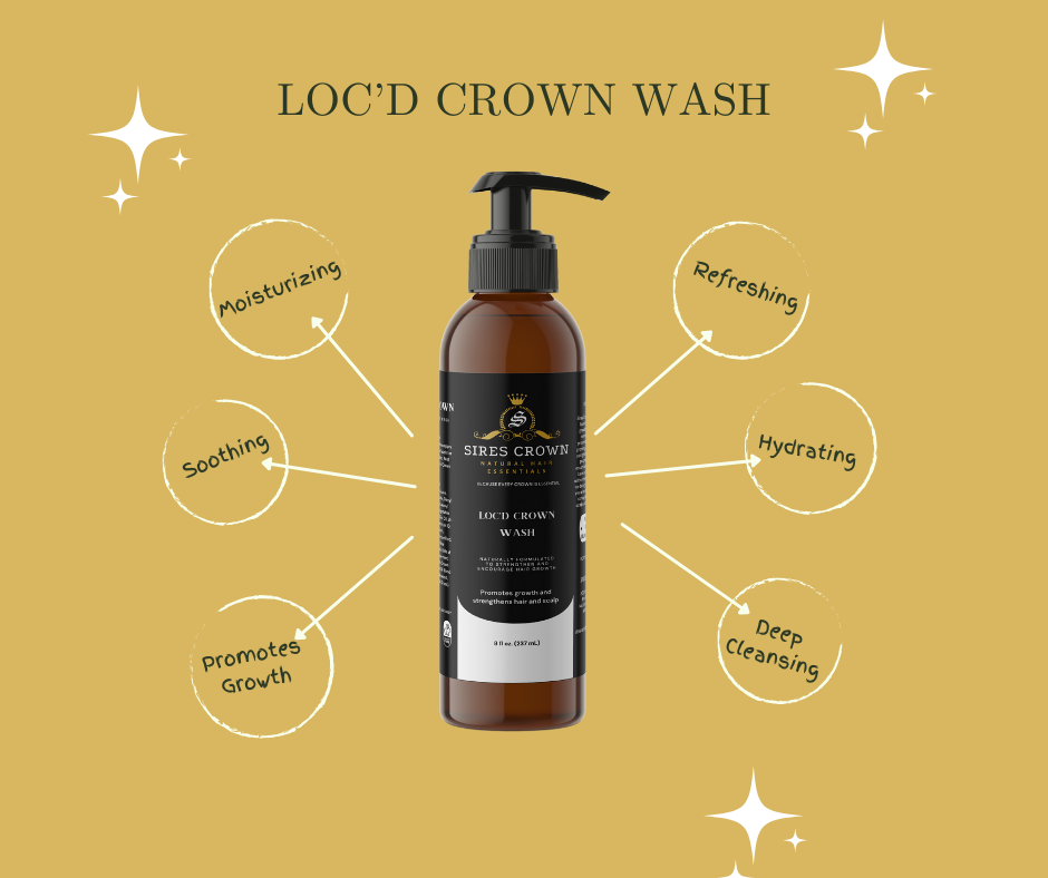 Loc'd Crown Wash - 8 oz - Deep Cleansing Shampoo with Aloe and Castor Oil
