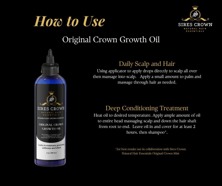 Original Crown Growth Oil - 4 oz - All Natural Hair Growth Oil with Rosemary and Horsetail Grass