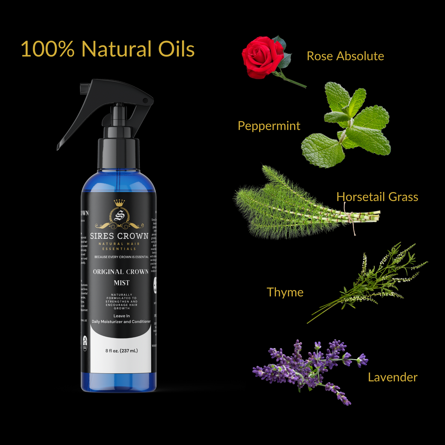 Original Crown Mist - 8 oz - Hydrating Daily Leave In Conditioning Mist with Rosemary and Horsetail Grass