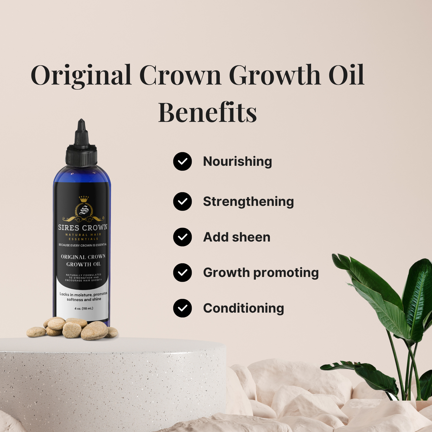 Original Crown Growth Oil – Organic Black Castor, Jojoba, Grapeseed, Rosemary, Lavender – Vegan, Paraben-Free, Easy Tip Applicator, Promotes Growth & Follicle Rejuvenation, 4 oz