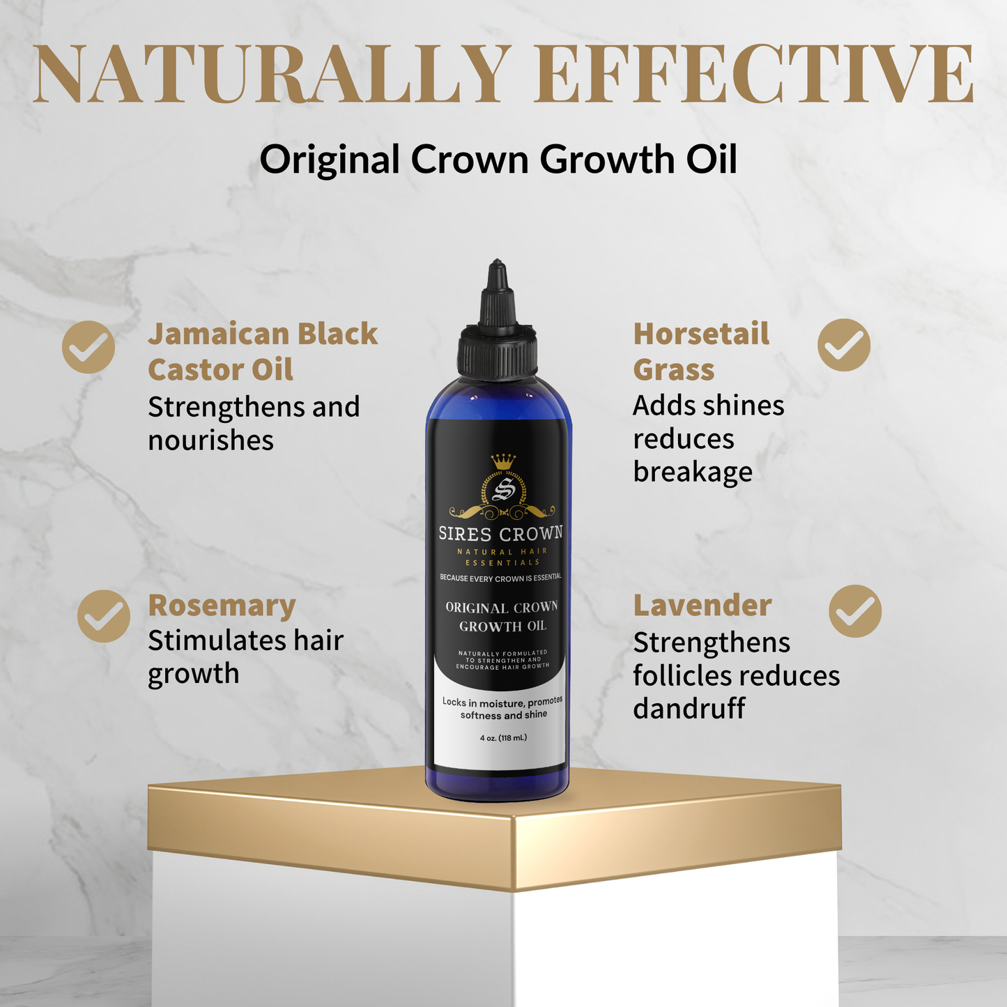 Original Crown Growth Oil – Organic Black Castor, Jojoba, Grapeseed, Rosemary, Lavender – Vegan, Paraben-Free, Easy Tip Applicator, Promotes Growth & Follicle Rejuvenation, 4 oz