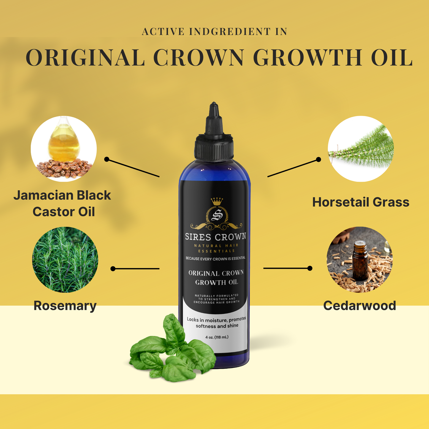Original Crown Growth Oil – Organic Black Castor, Jojoba, Grapeseed, Rosemary, Lavender – Vegan, Paraben-Free, Easy Tip Applicator, Promotes Growth & Follicle Rejuvenation, 4 oz