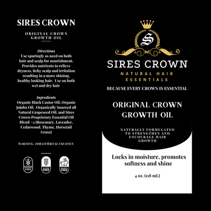 Original Crown Growth Oil – Organic Black Castor, Jojoba, Grapeseed, Rosemary, Lavender – Vegan, Paraben-Free, Easy Tip Applicator, Promotes Growth & Follicle Rejuvenation, 4 oz