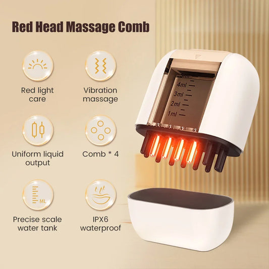 Electric 3:1 Follicle Rejuvenator, Hair Growth Stimulator & Oil Applicator for Healthy Hair Care | Red Light Therapy & Micro-Current