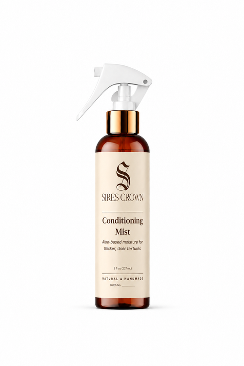 Sires Crown Conditioning Mist in an amber spray bottle with a white trigger top and a beige label, shown on a plain white background.