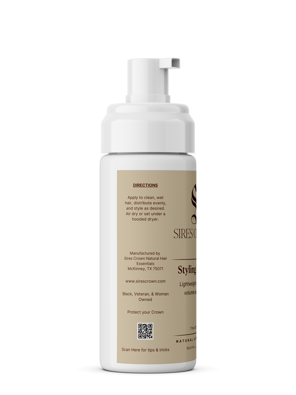 Styling Foam - 7 oz - Volumizing Long Lasting Styling Foam with Vitamin B5 and Rosemary